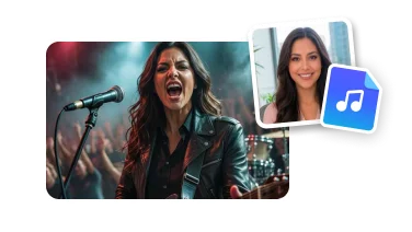 A singer photo and song becoming an AI music video