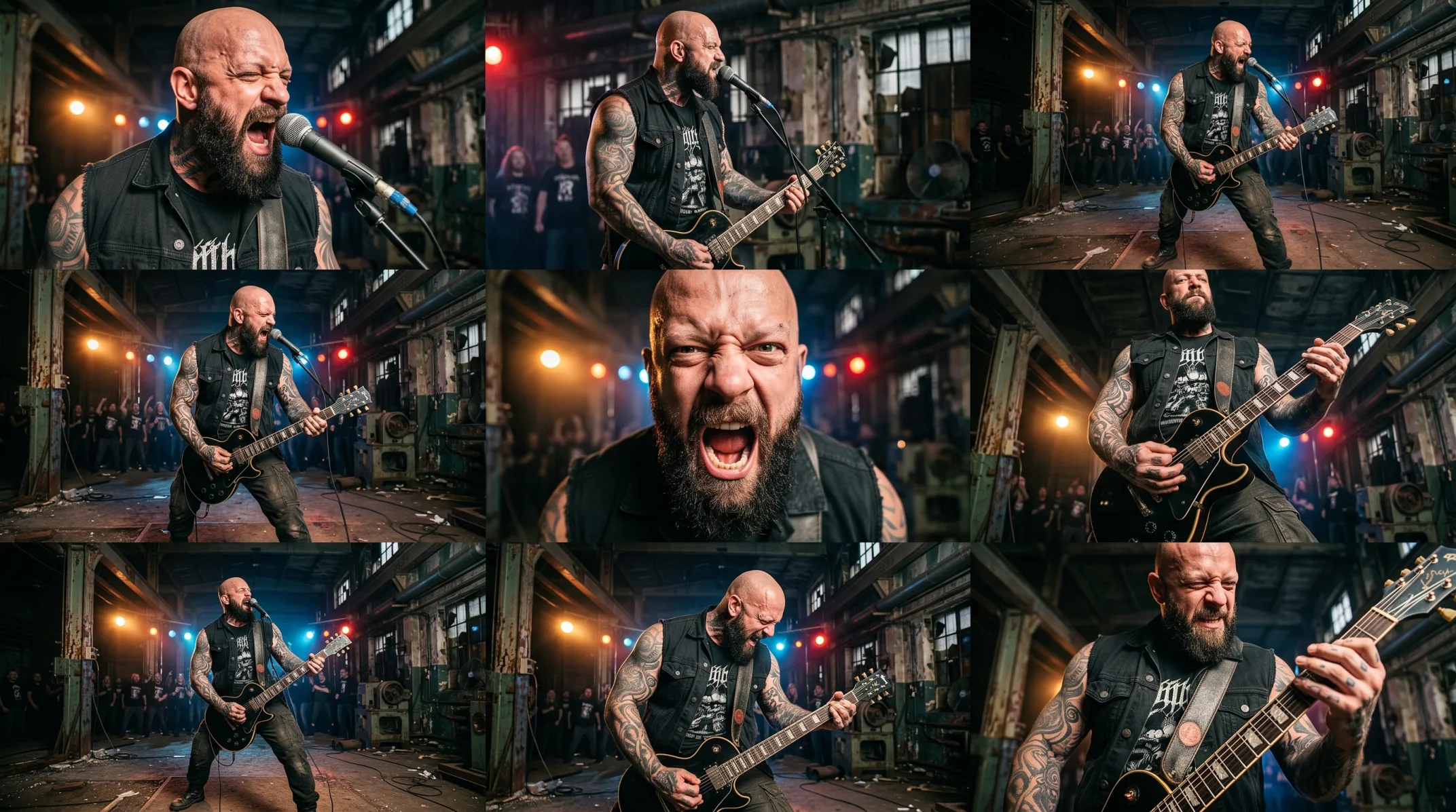 Nine consistent AI music video shots generated from one singer photo